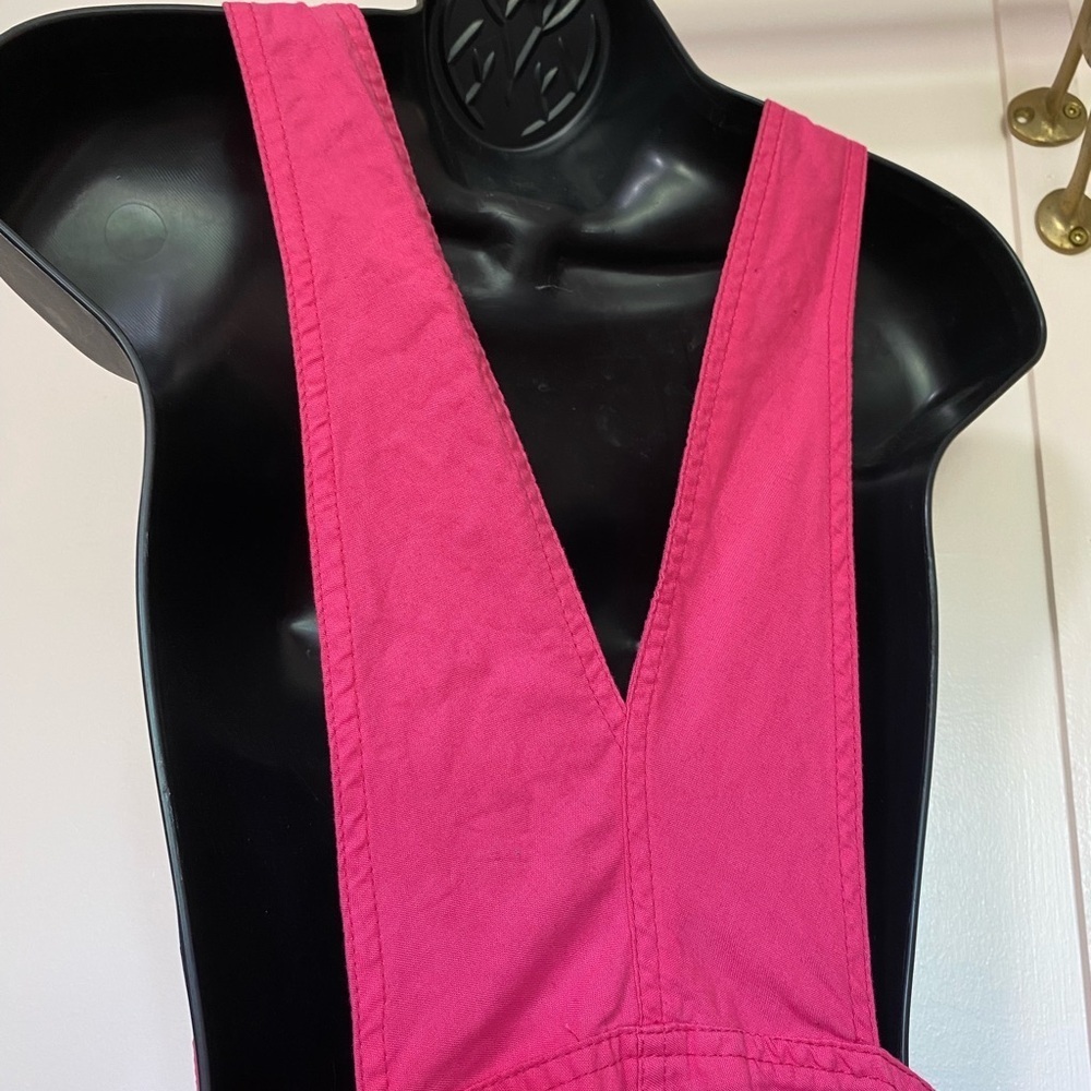 Vibrant Pink Button-Up Overalls - Picture 2 of 9